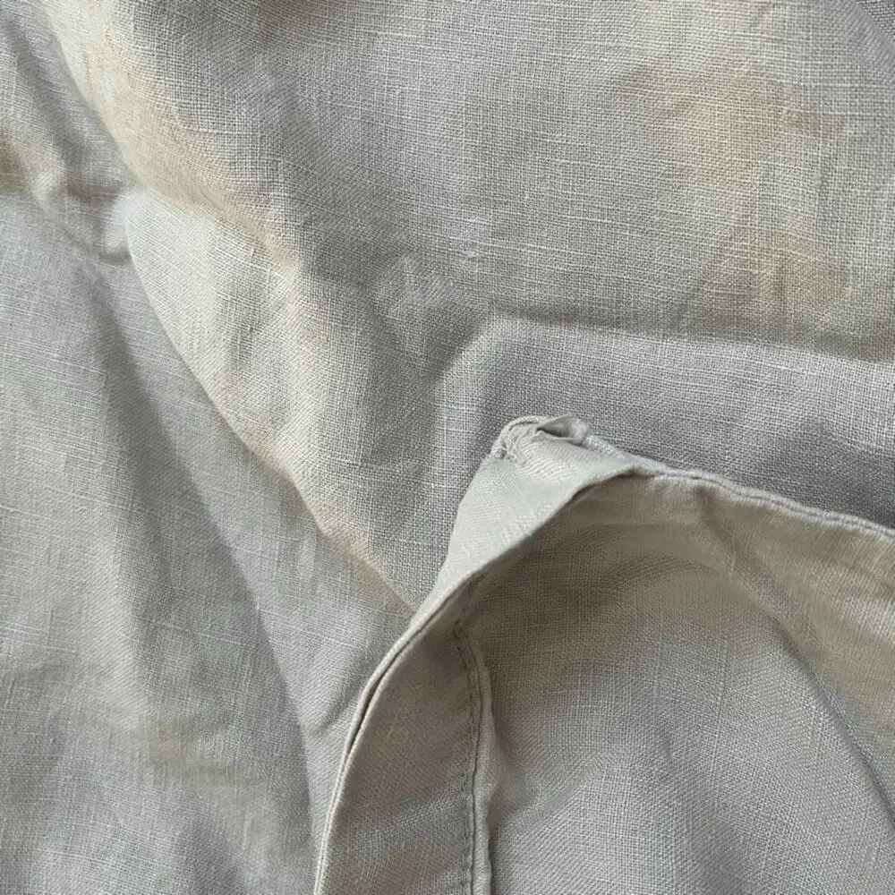 Full/Queen Duvet Cover 100% Linen Tan Snap Button Closure 91